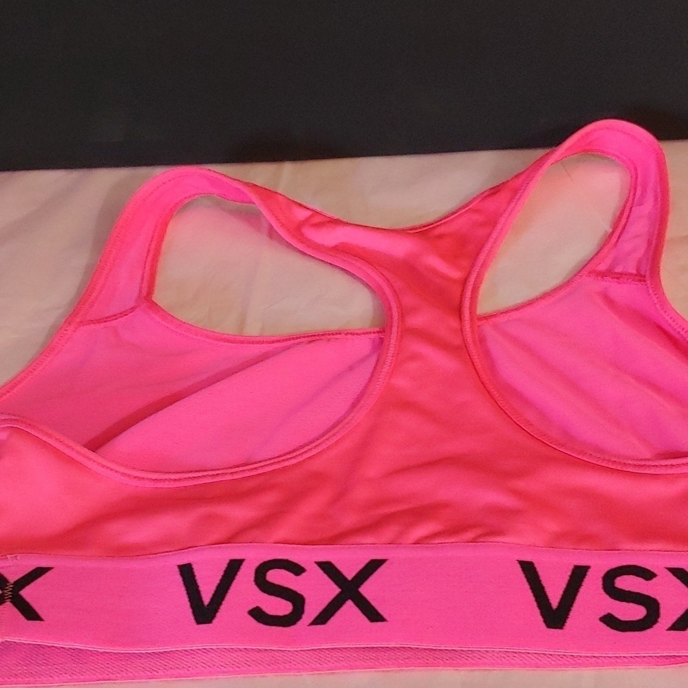 VS Sports Bra Fluorescent Pink Workout Bra VSX Sport Bra VS Hot Pink Top VS Top - Picture 5 of 6